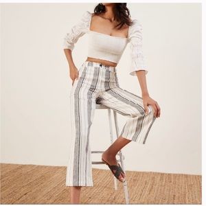 Reformation white striped linen pants